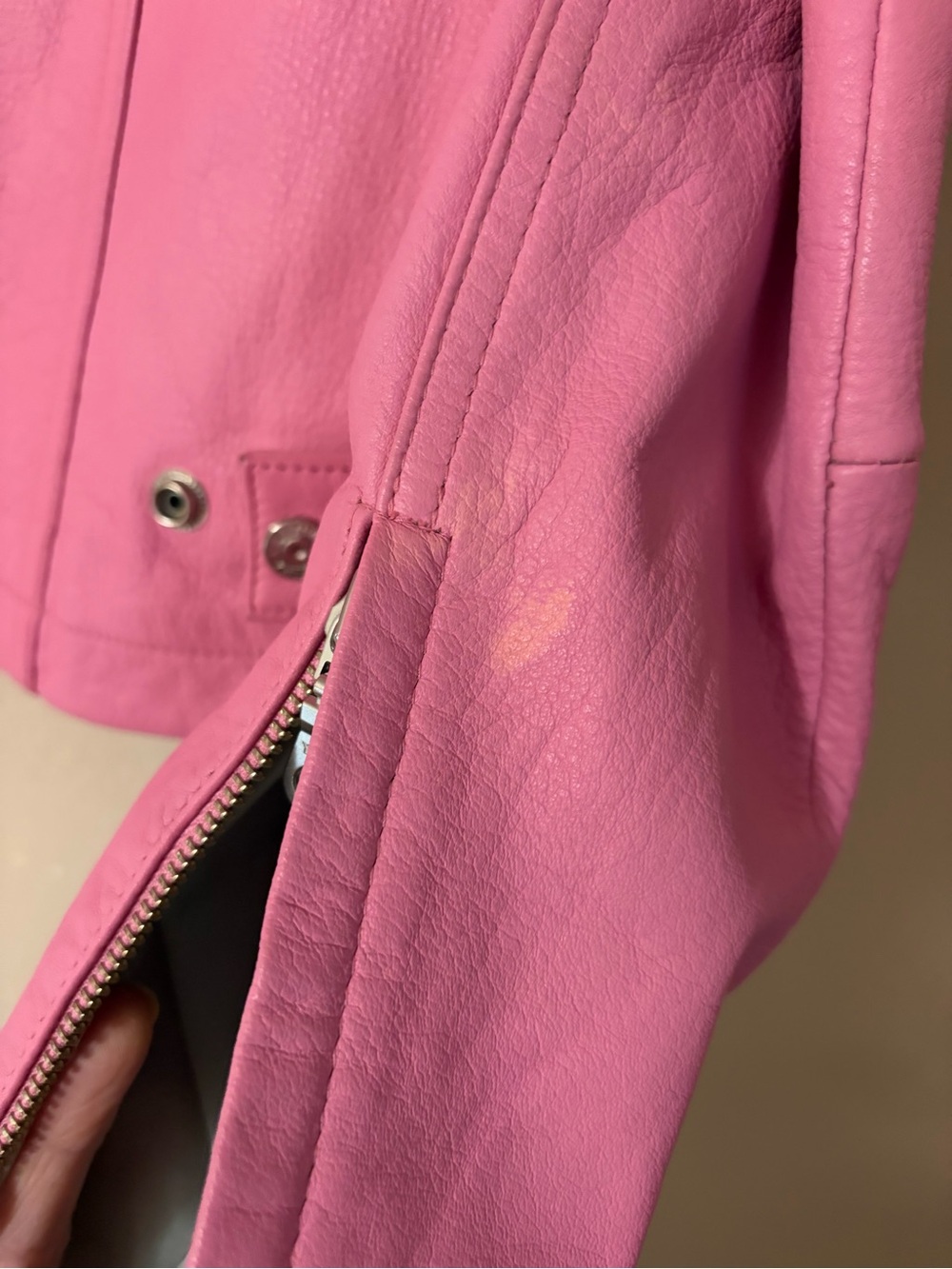 Vintage Wilsons Leather Maxima Pink Moto Jacket Small Y2K Cafe Racer Biker S - Picture 16 of 16